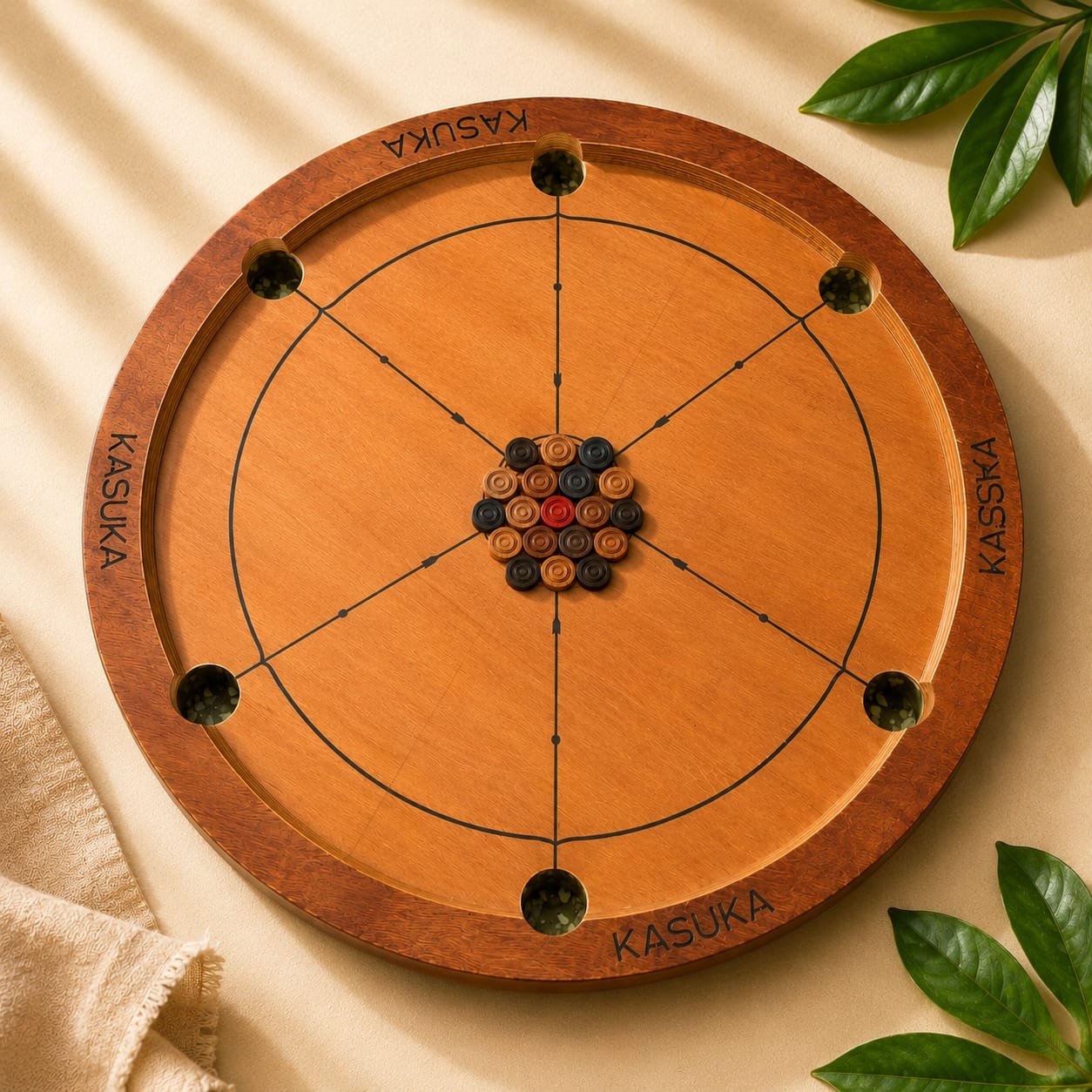 Overhead view of a KASUKA board mid-game